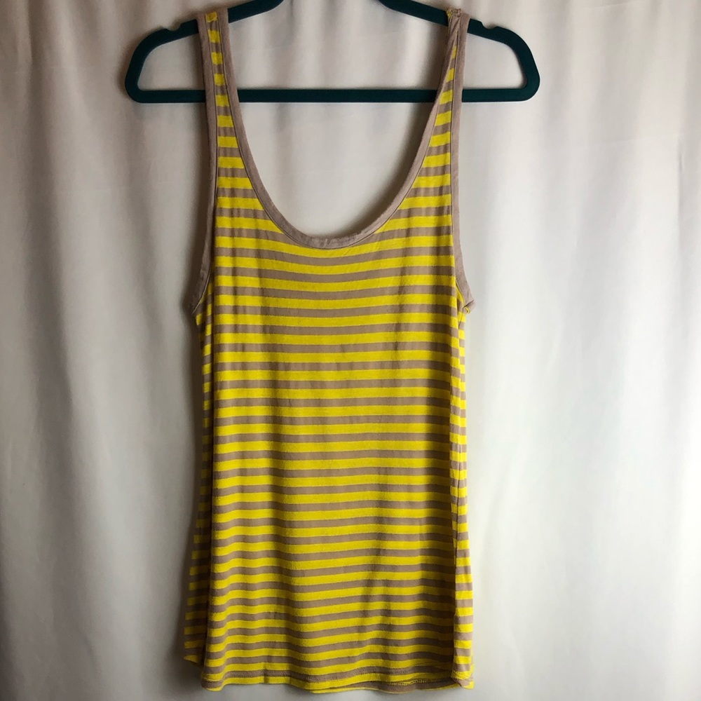 Medium beige and yellow striped tank top